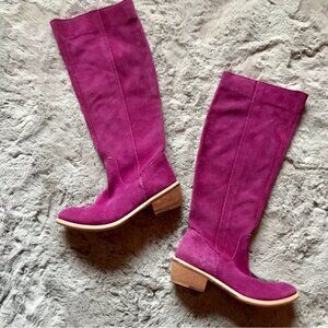 Bronx tall fuchsia pink suede leather knee high riding boots, new without tags.